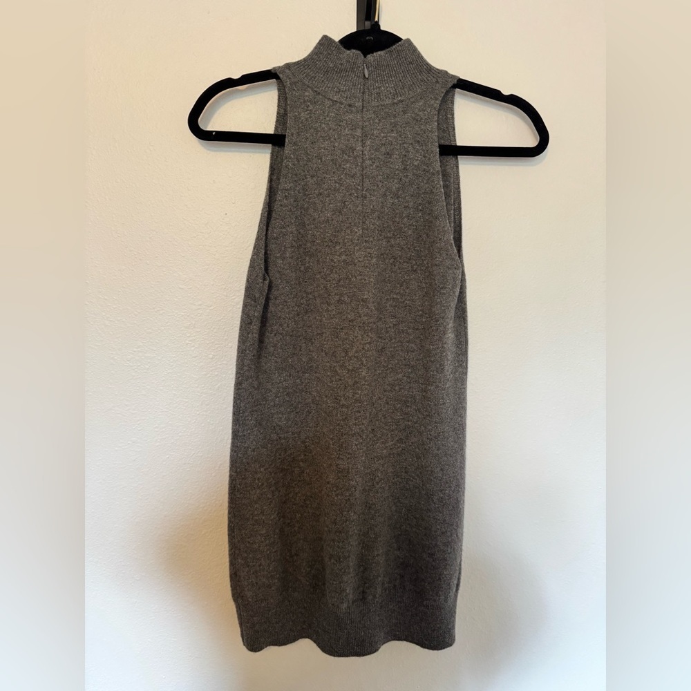 Vince 100% Cashmere Sweater Tank Dress Mini Grey Jewel Detail Size Small EUC - Picture 3 of 6